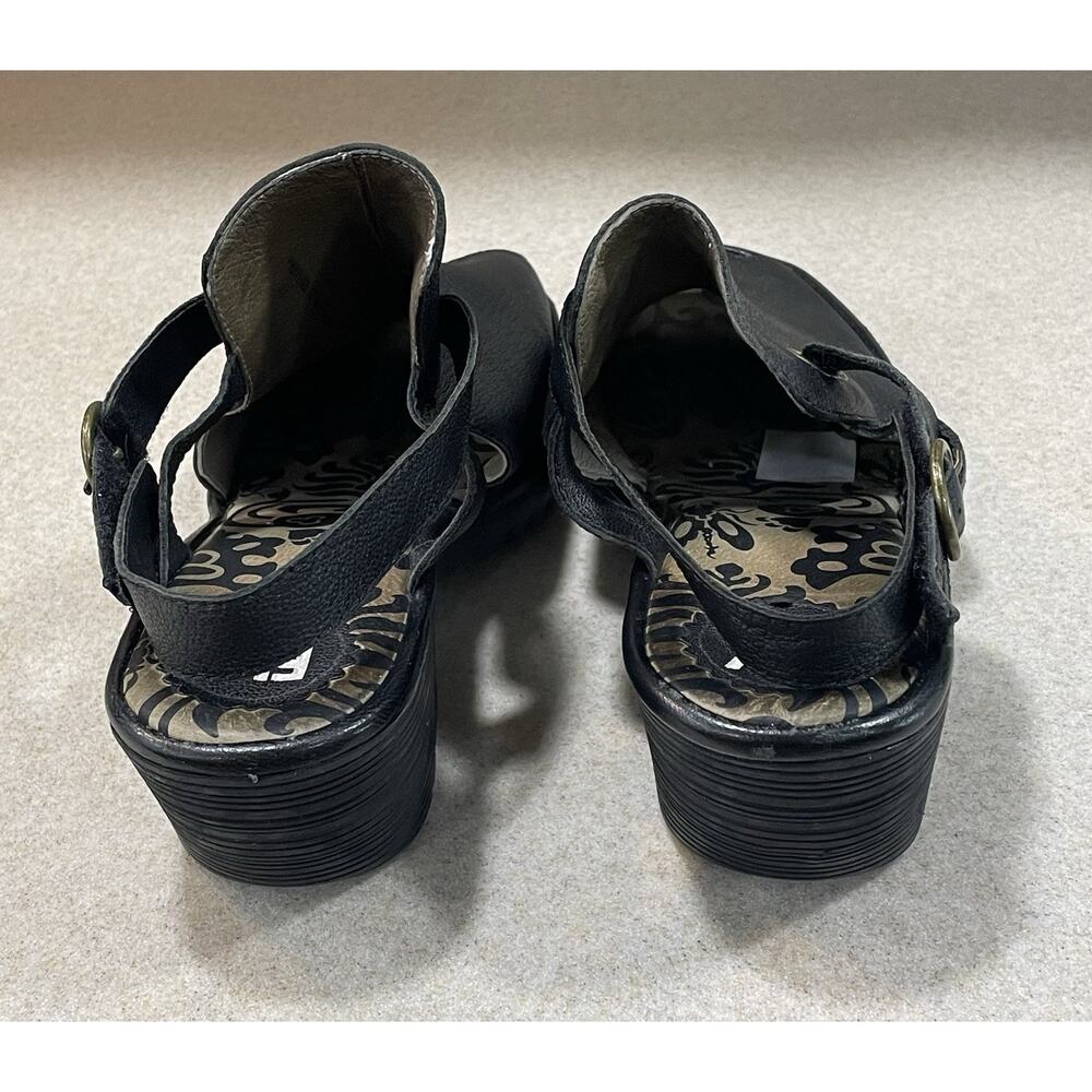 Fly London Peep Toe Sandals Shoes Adjustable Black Leather Women’s Size 42/US 11 - Picture 3 of 12